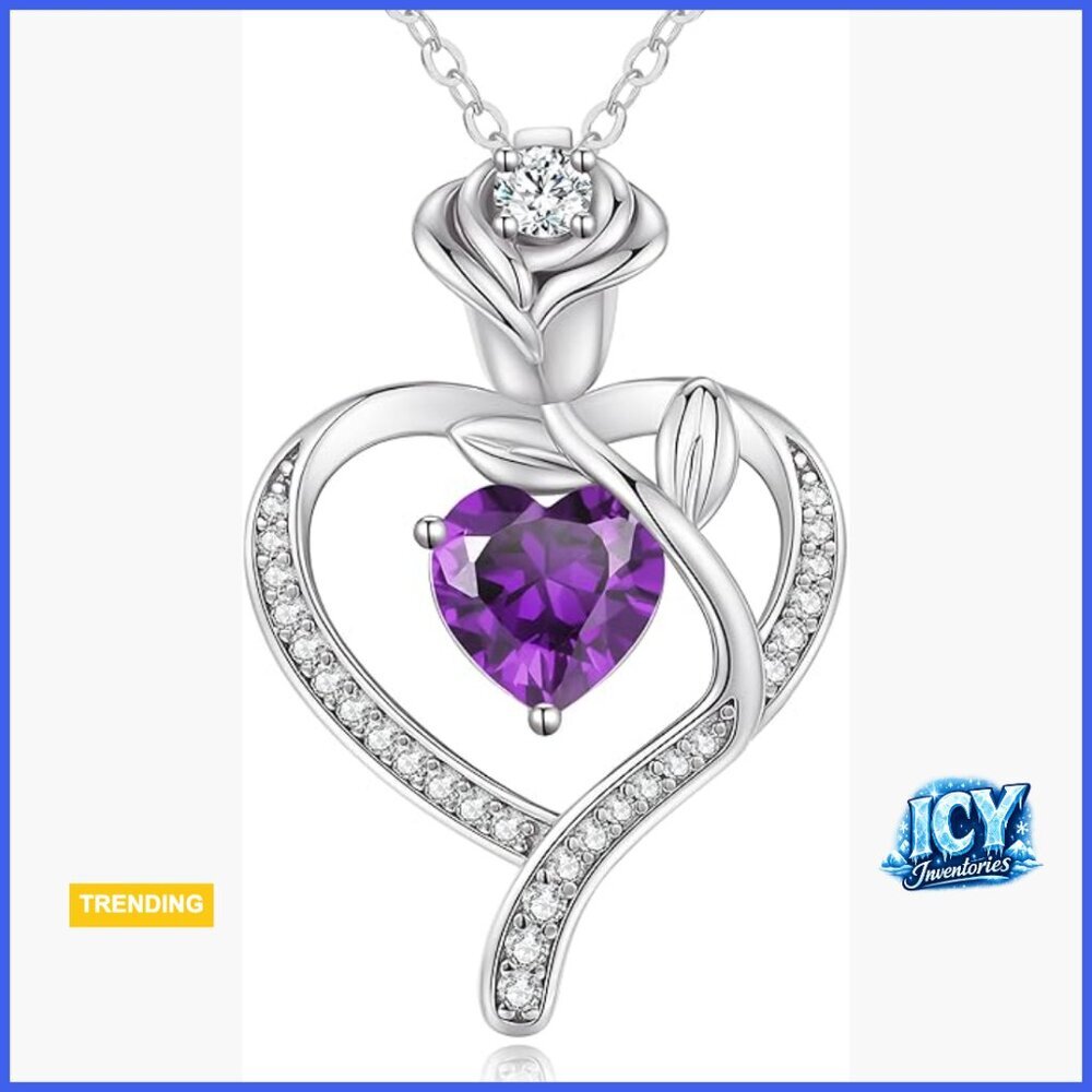 925 Sterling Silver Rose Gold Plated Heart Pendant Necklace with Birthstone